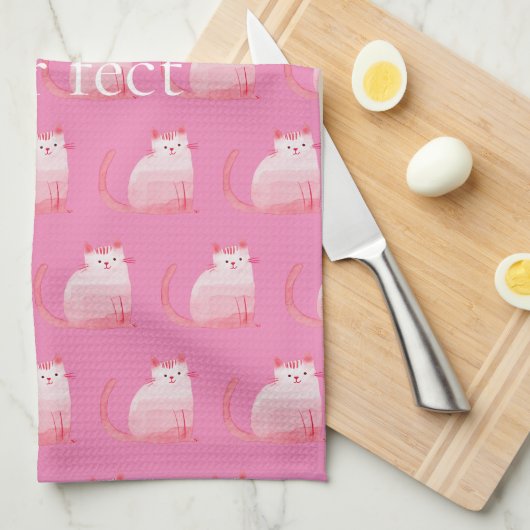 Pink Purffect Cat Geschirrtuch (Viertel Falte)