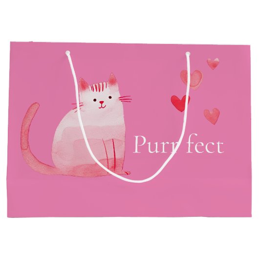 Pink Purffect Cat Große Geschenktüte (Rückseite)