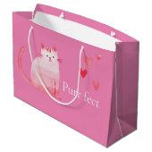 Pink Purffect Cat Große Geschenktüte (Rückseite Schrägansicht)