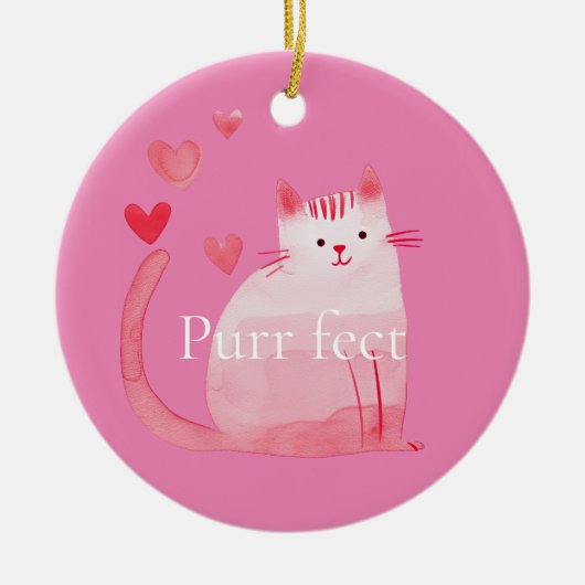 Pink Purffect Cat Keramik Ornament (Vorne)