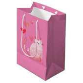Pink Purffect Cat Mittlere Geschenktüte (Vorderseite Schrägansicht)