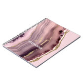 Pink & Purple Achat Geode Monogramm Name Notizblock (Linke Seite)