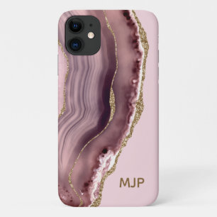 Pink & Purple Achat-Geoden-Gold-Monogramm Case-Mate iPhone Hülle