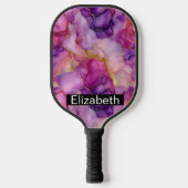 Pink, Purple and Gold Alcohol Ink Personalized Pickleball Schläger (Vorderseite)