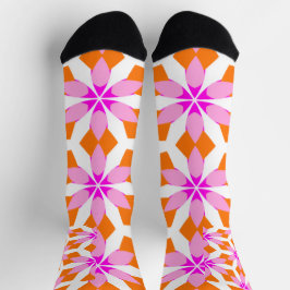 Pink Purple and Orange Floral Geometric Socken