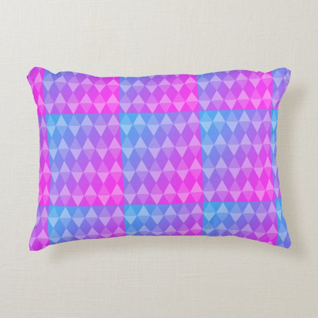 Pink, Purple, Blue Diamond Pattern Dekokissen (Vorderseite)