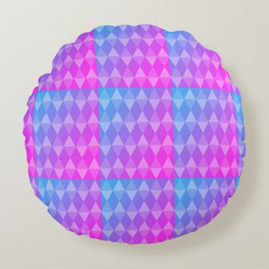 Pink, Purple, Blue Diamond Pattern Rundes Kissen (Vorderseite)