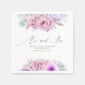 Pink Purple Blumen Elegante Botanische Mr. and Mrs Serviette (Vorderseite)