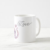 Pink Purple Blush Flowers Heart Love Cat Kaffeetasse (VorderseiteRechts)