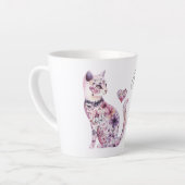 Pink Purple Blush Flowers Heart Love Cat Milchtasse (Linke Ecke)