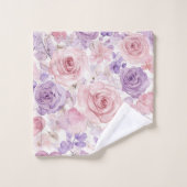 Pink Purple Blush Flowers Hearts   Badhandtuch Set (Waschlappen)