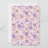 Pink Purple Blush Flowers Hearts Birthday Einladung (Rückseite)