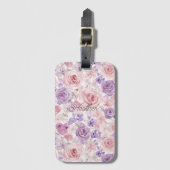 Pink Purple Blush Flowers Hearts Gepäckanhänger (Vorderseite Vertikal)