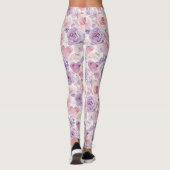 Pink Purple Blush Flowers Hearts Leggings (Rückseite)