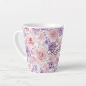 Pink Purple Blush Flowers Hearts Milchtasse (Linke Ecke)