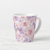 Pink Purple Blush Flowers Hearts Milchtasse (Rechte Ecke)