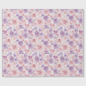Pink Purple Blush Flowers Hearts Valentine's Day Geschenkpapier (Flach)
