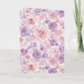 Pink Purple Blush Flowers Hearts Valentine's Day Karte (Rückseite)
