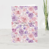 Pink Purple Blush Flowers Hearts Valentine's Day Karte (Vorderseite)