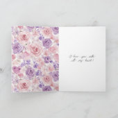 Pink Purple Blush Flowers Hearts Valentine's Day Karte (Innenseite)