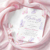 Pink & Purple Butterflies Baby Shower Einladung