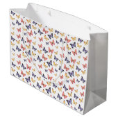 Pink Purple Butterflies Große Geschenktüte (Rückseite Schrägansicht)