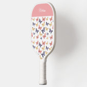 Pink Purple Butterflies Monogram Custom Name Pickleball Schläger (Links)