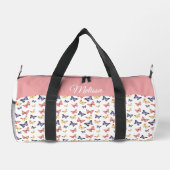 Pink Purple Butterflies Monogram Name Duffel Bag Duffle Bag (Rückseite)