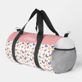 Pink Purple Butterflies Monogram Name Duffel Bag Duffle Bag (Rechte Ecke)