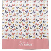 Pink Purple Butterflies Monogram Name Duschvorhang (Vorderseite)