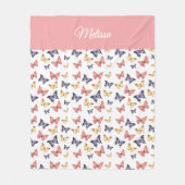 Pink Purple Butterflies Monogram Name Fleecedecke (Vorderseite)