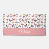 Pink Purple Butterflies Monogram Name Schreibtischunterlage (Vorderseite)