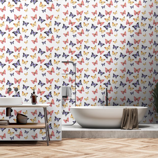 Pink Purple Butterflies Tapete (Badezimmer)
