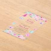 Pink Purple Butterfly Baby Shower Acryleinladungen (Ablage )