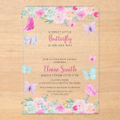 Pink Purple Butterfly Baby Shower Acryleinladungen (Vorderseite)