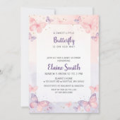 Pink Purple Butterfly Baby Shower  Einladung (Vorderseite)