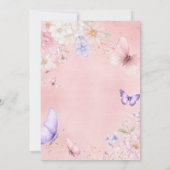Pink Purple Butterfly Girl First Holy Communion Einladung (Rückseite)