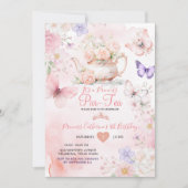 Pink Purple Butterfly Princess ParTea Birthday  Einladung (Vorderseite)