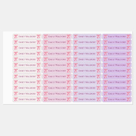 Pink & Purple Clothing School Labels with Bow Etiketten