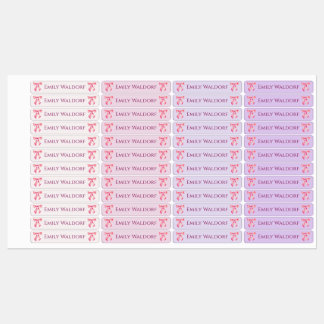 Pink & Purple Clothing School Labels with Bow Etiketten