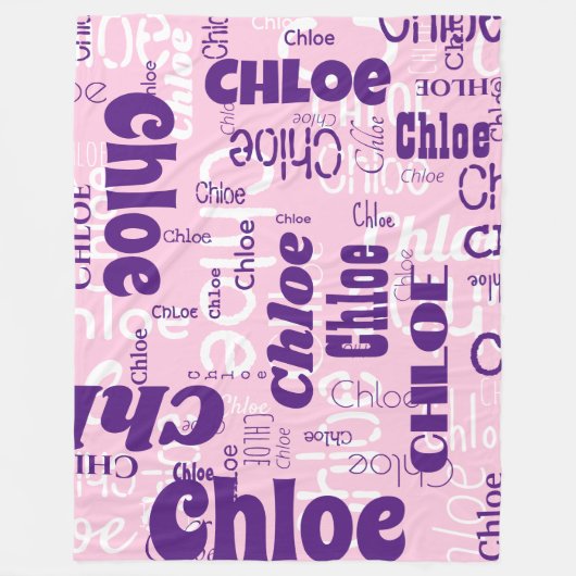 Pink Purple Custom Name Pattern Retro Fonts Fleecedecke (Vorderseite)