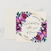 Pink Purple Floral Celebrate Love Anniversary Card (Vorne/Hinten)