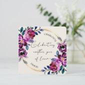 Pink Purple Floral Celebrate Love Anniversary Card (Stehend Vorderseite)