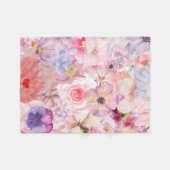 Pink & Purple Floral Pattern Fleecedecke (Vorderseite (Horizontal))