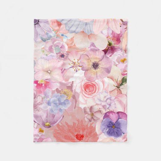 Pink & Purple Floral Pattern Fleecedecke (Vorderseite)