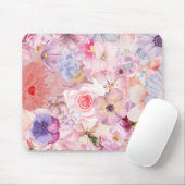 Pink & Purple Floral Pattern Mousepad (Mit Mouse)