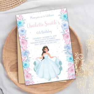 Pink Purple Floral Princess Birthday Invitations Einladung