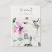 Pink Purple Floral Script Blank Jewelry Holder Visitenkarte (Vorderseite)