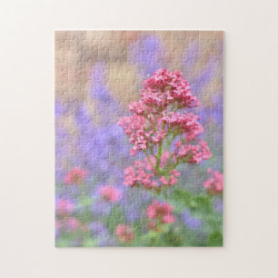 Pink Purple Flowers English Garden Nature Foto Puzzle