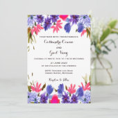Pink Purple Flowers Hochzeitseinladung Einladung (Stehend Vorderseite)